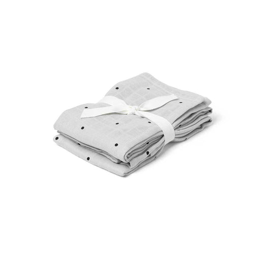 Hannah Muslin Cloth Print 2 pack -  Classic Dot Dumbo Grey