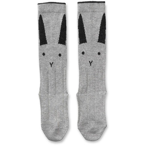 Sofia Knee High Rabbit Socks - Grey Melange/Dark Grey Melange