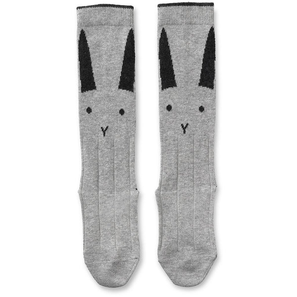 Sofia Knee High Rabbit Socks - Grey Melange/Dark Grey Melange